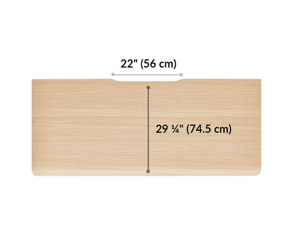 The surface of the Electric Standing Desk with ComfortEdge&trade;  72x30 light wood top is 29.25 inches deep