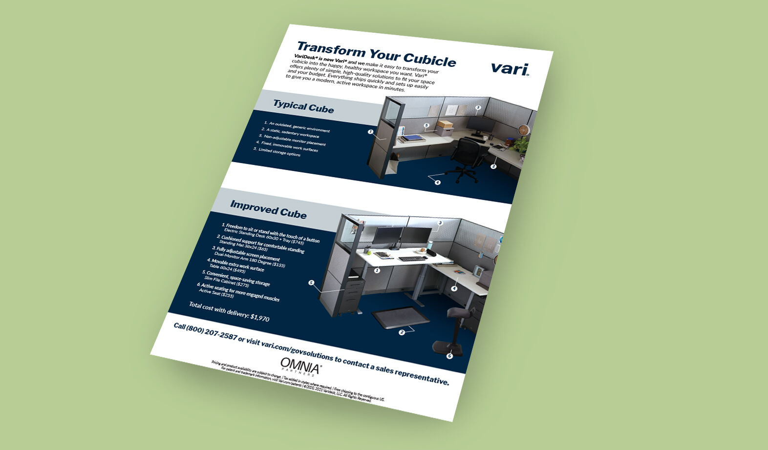 transform your cubicle flyer on green background
