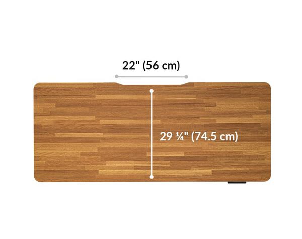 The surface of the Electric Standing Desk 72x30 Butcher Block top is 29.25 inches deep
