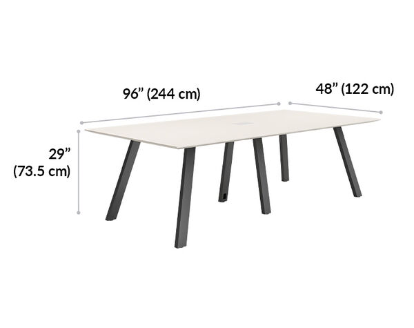 vari conference table is 48 inches wide and 96 inches long