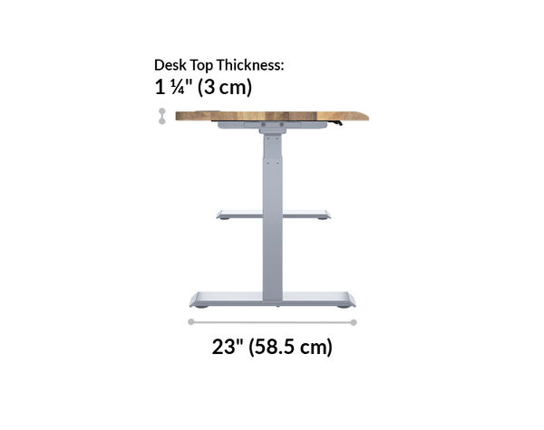 The base of the ergo electric Standing Desk fifty four by twenty six is twenty three inches deep