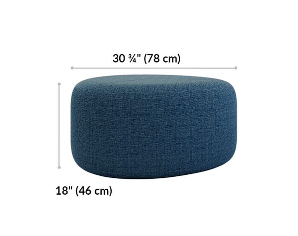 small ottoman is 30 and 3 quarter inches long and 18 inches tall