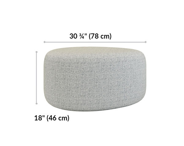 small ottoman is 30 and 3 quarter inches long and 18 inches tall