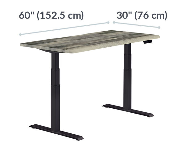 driftwood top finish with black legs showing specs
