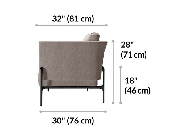 Contemporary three seat sofa is twenty eight inches tall