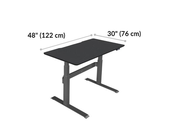 vari electric standing desk 48x30 is 48 inches wide and 30 inches long