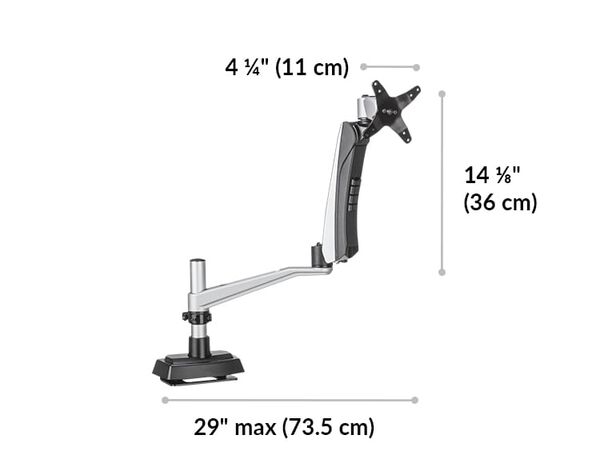 Dual Monitor Arm can extend out up to 29 inches