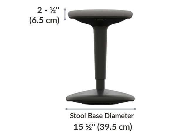 the base of the balance stool has a diameter of fifteen and a half inches