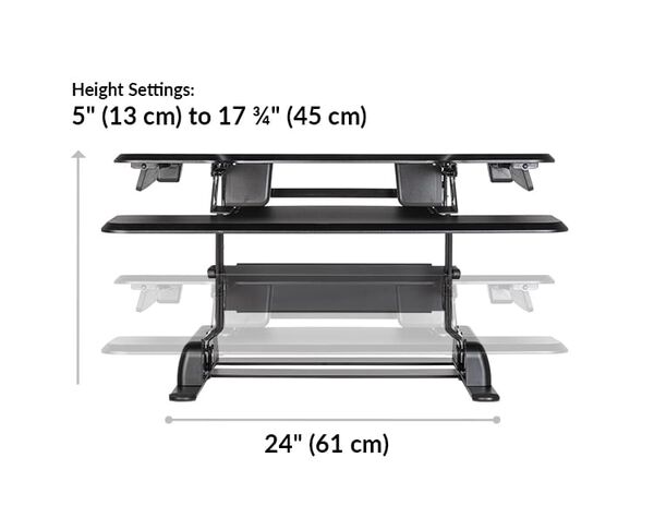 Dimension image that shows the base of the converter is twenty-four inches wide