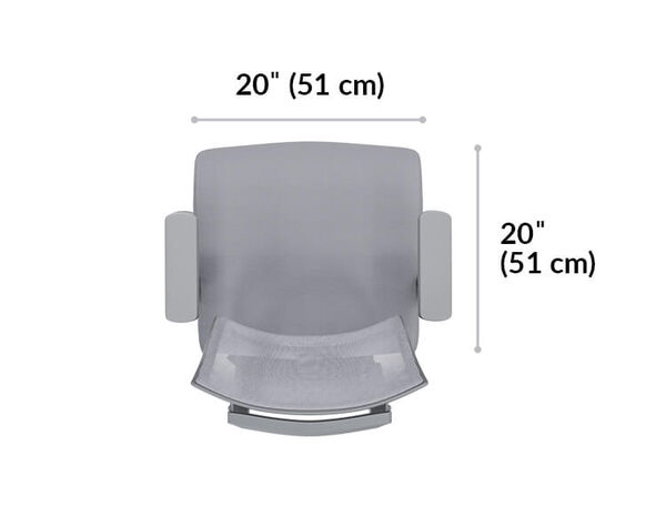 drafting chair seat is twenty inches wide and twenty inches long. 