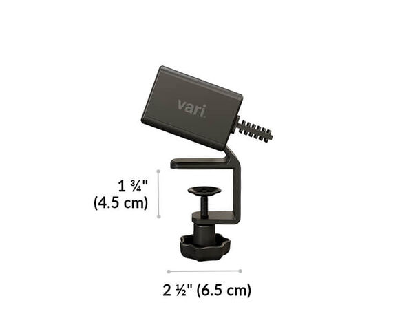 clamps on to surfaces up to 1 and 3 quarter inches in depth.