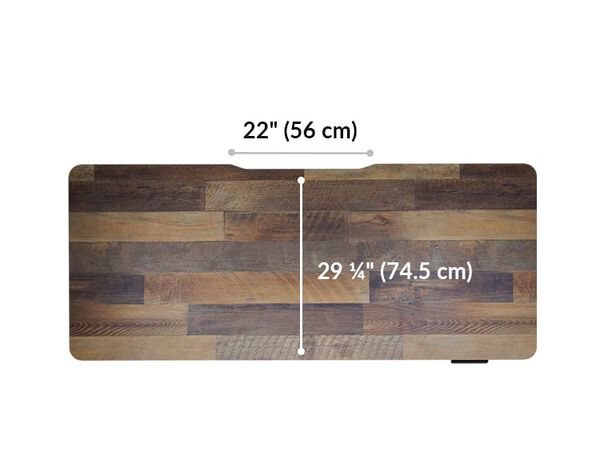 The desktop of the Electric Standing Desk 72x30 Reclaimed Wood is 29.25 inches deep