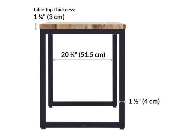 table desktop is one and a quarter inches thick