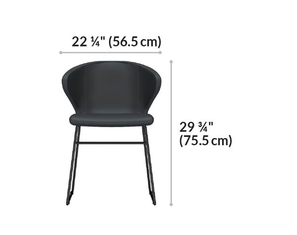 cafe chair is 22 and a quarter inches wide and 29 and 3 quarter inches tall