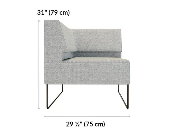 corner seat is 31 inches tall and 29 and a half inches wide