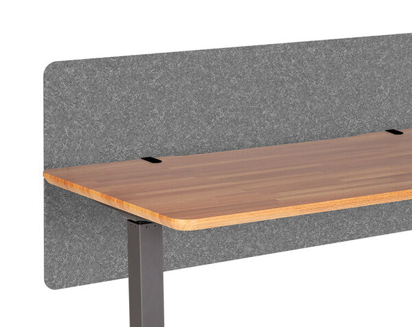 Closeup of felt panels attached to desk