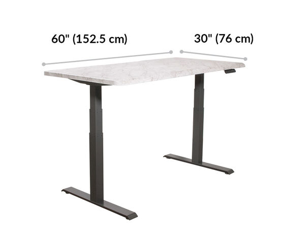Electric Standing Desk ComfortEdge&trade; 60x30 Marble with Slate Legs is 60 inches wide and 30 inches deep