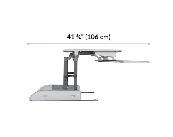 pro plus thirty six converter is forty one and three fourths inches deep from the end of the keyboard tray to the back of the base