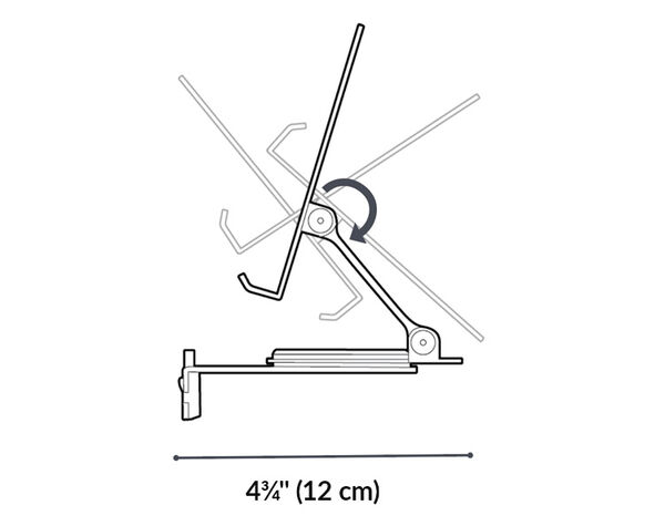 tech track tablet stand is four and three quarters long