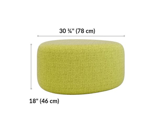 small ottoman is 30 and 3 quarter inches long and 18 inches tall