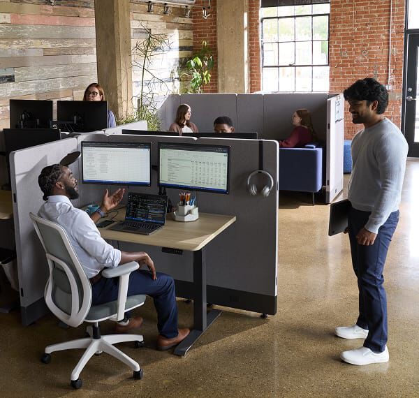 conversations at a cubicle