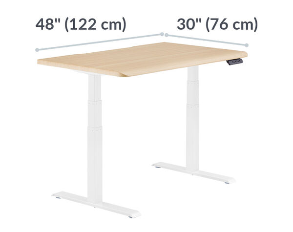 Electric Standing Desk with ComfortEdge&trade; 48x30 Light Wood is 48 inches wide and 30 inches deep