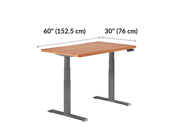 Electric Standing Desk ComfortEdge&trade; 60x30 Butcher Block is 60 inches wide and 30 inches deep