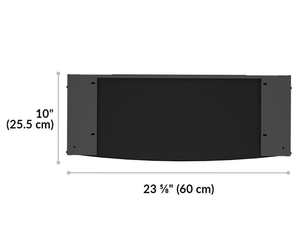 keyboard tray is 10 inches deep and 23 5/8 inches wide