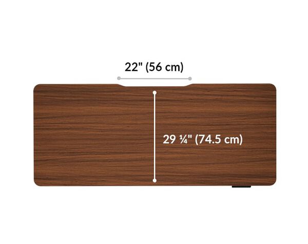 The surface of the Electric Standing Desk 72x30  Darkwood top is 29.25 inches deep