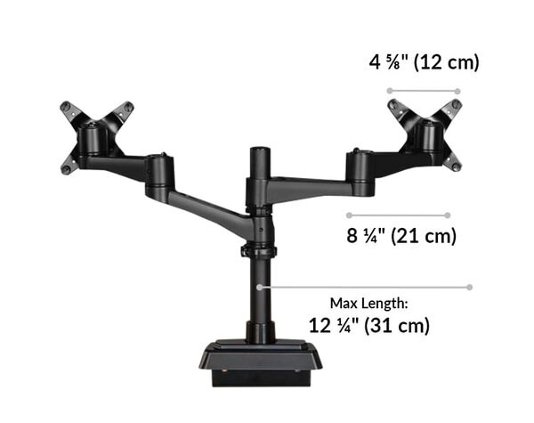 max arm length on each side is 12 and 3 quarter inches long.
