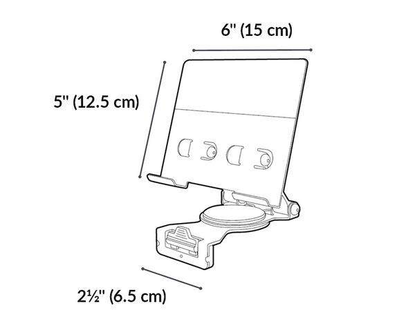 tech track tablet stand is five inches tall