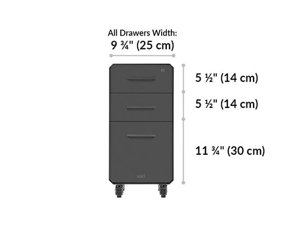 slim file cabinet drawers are all 9.75 inches wide