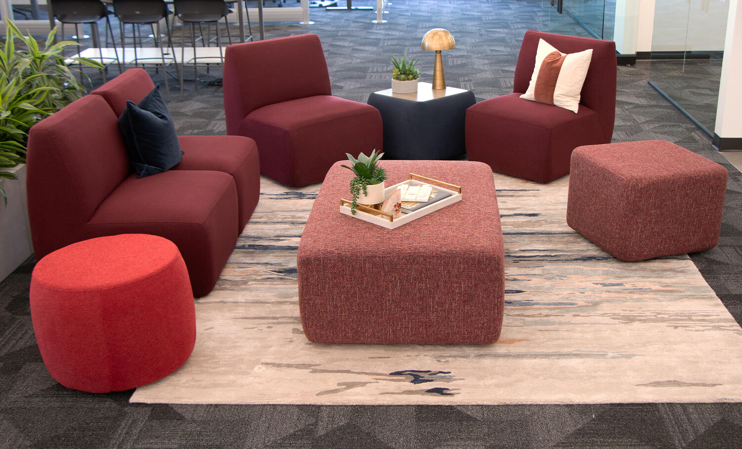 overhead view of the haven seating collection in an open office