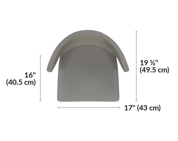 cafe chair seat is 16 inches long and 17 inches wide. total chair length is 19 and a half inches