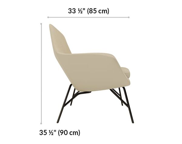 arm chair is 35 and half inches tall and 33 and half inches long