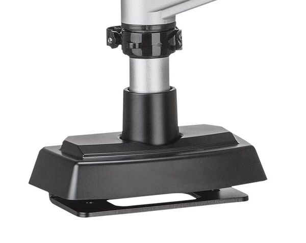 base of unit, desk mounting hardware covered by collar 