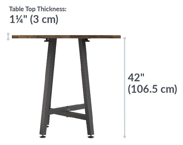 standing square table is forty two inches tall