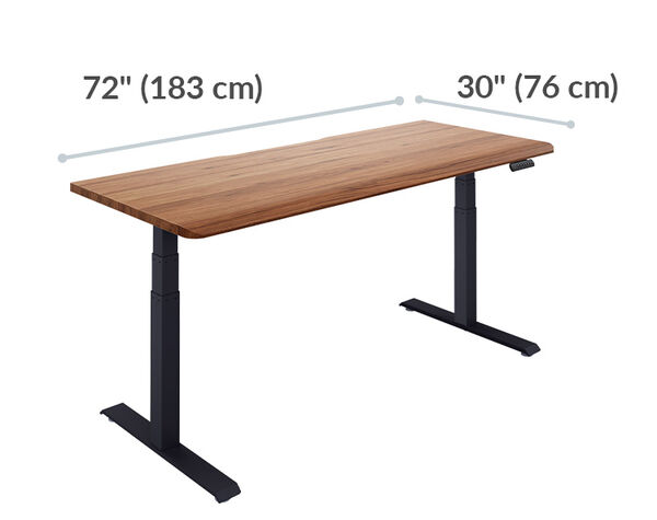 Electric Standing Desk 60x30 Light Wood is 72 inches wide and 30 inches deep