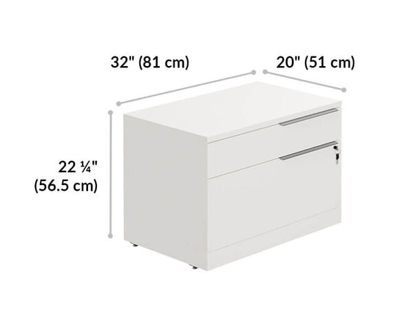 executive lateral file cabinet is 32 inches wide, 20 inches deep, and 22 and a quarter inches tall