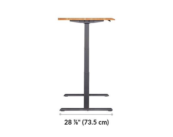 The base of the Electric Standing Desk 72x30 Butcher Block is 28.88 inches deep