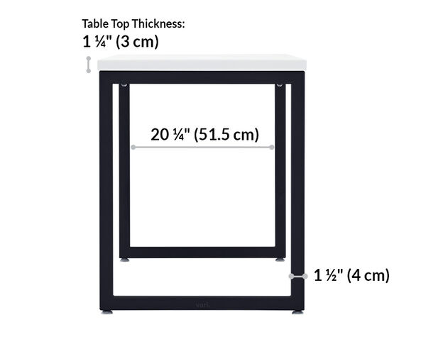 table desktop is one and one quarter inches thick