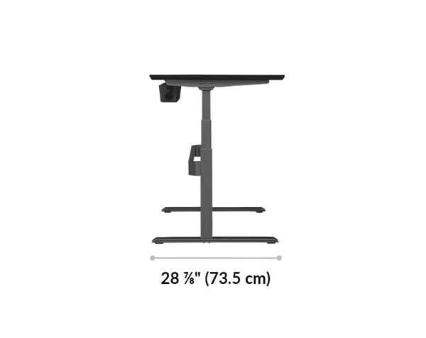 vari electric standing desk 48x30 leg base is 28 and 7 eighth inches deep