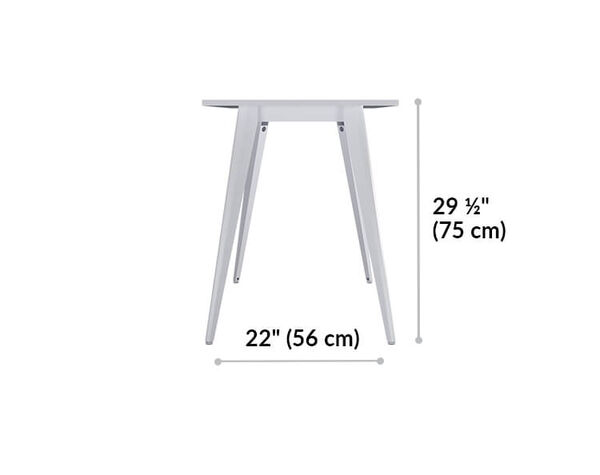Essential Desk 48x24 Four Leg is 29 and a half inches tall. Leg depth is 22 inches.
