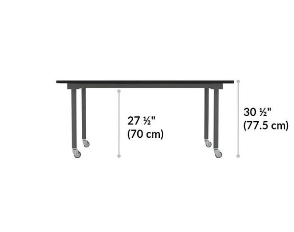 Standing conference table height ranges from 27 and a half to 30 and half inches.