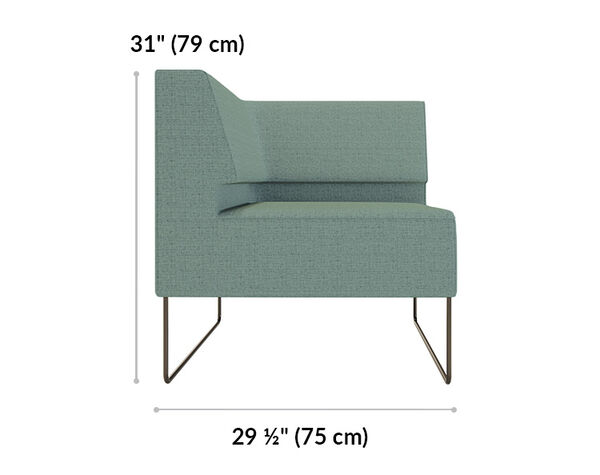 corner seat is 31 inches tall and 29 and a half inches wide