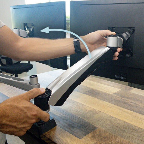 raising arm to locate opening