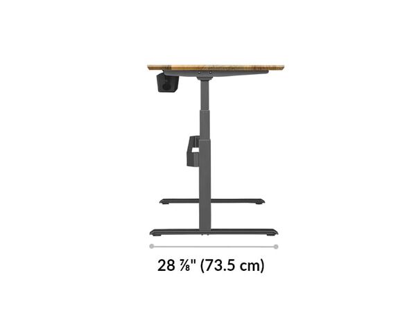 The base of the Electric Standing Desk 60x30 Reclaimed Wood is 28.88 inches deep