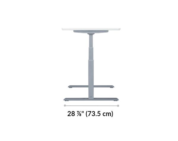 vari electric standing desk 60 by 30 leg base is 28 and 7 eighth inches deep