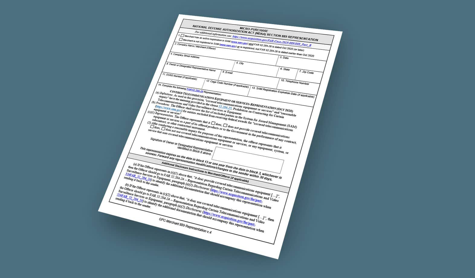 Section 889 Form