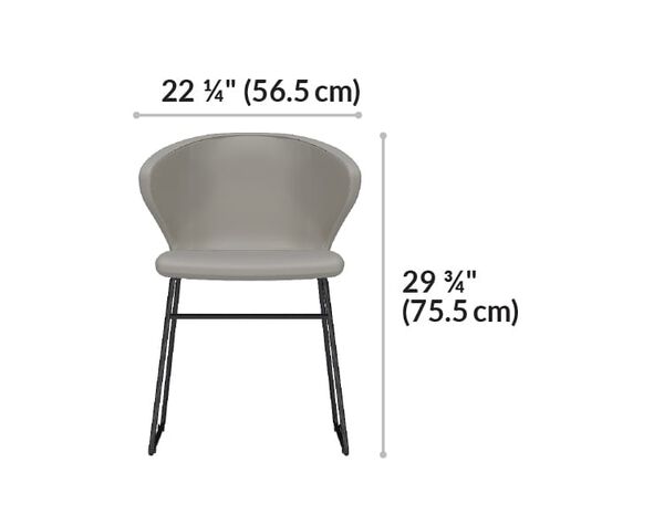 cafe chair 22 and a quarter inches wide and 29 and 3 quarter inches tall